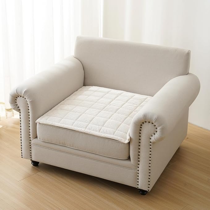 Couch Covers for Dogs, Non Slip Washable Pet Couch Covers for Sofa | 27.6”x27.6” Beige White Soft Velvet Sofa Covers for Arm rest Backrest, Couch Protect Against Pet Hair, Scratches & Stains by PJLZJFBY