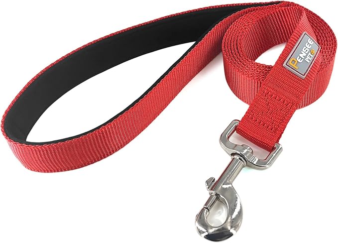 6 FT Reflective Dog Leash for Large Dogs,Red | Padded Handle,Metal D-Ring,Heavy Duty Nylon Webbing, for Walking & Training - Image 3