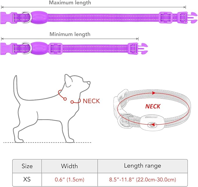 Light up Dog Collar for Small Dog,Vizpet XS Adjustable Size Nylon Collar USB Rechargeable Bright Safety Pet Collar for Cats Dogs (Purple) - Image 6