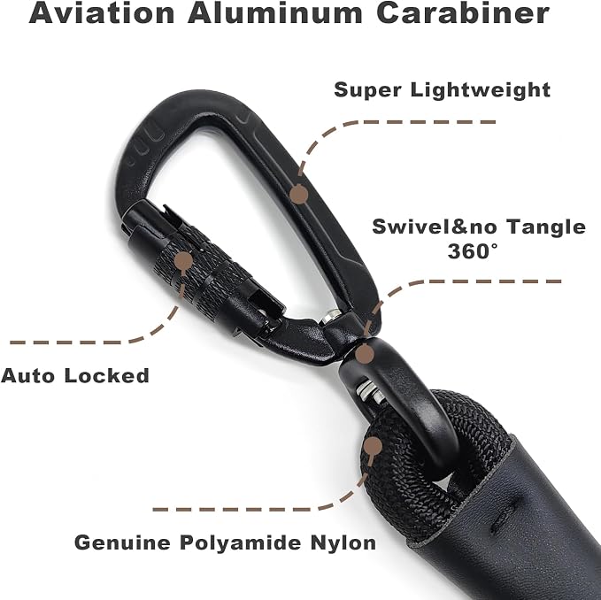 Long Dog Leash, 10ft 30ft 50 feet Heavy Duty Dog Training Leash, Aviation Aluminum Auto Locking Carabiner, Nylon Rope Long Line Check Cord Recall Lead for Yard,Playing,Camping,Dark Green,30FT - Image 2