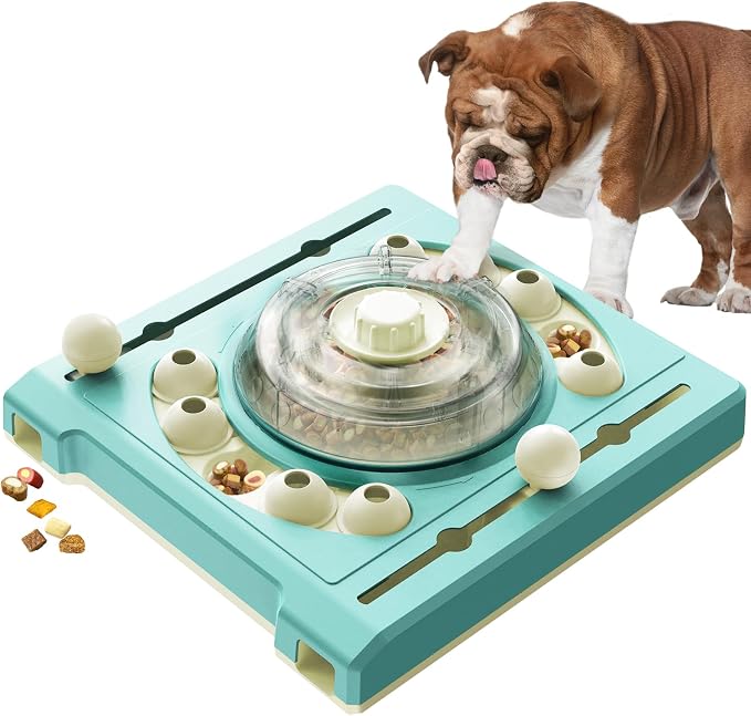 KADTC 2-Level Dog Puzzle Toy, Spin to Release Treat Dispenser & Slow Feeder | LARGE: Fill center hopper once. 2.5 cups of treats fuel 3 ways to play: slows fast eating;boredom-busting mental stimulation by KADTCINTELLIGENCEDEVELOPMENT