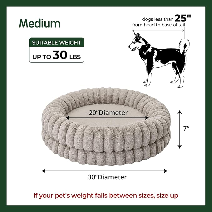 BALANCE Luxury Donut Dog Bed, 30 Inches Round Dog Bed Medium Size Dogs Washable, Orthopedic Calming Dogs Bed for Pets with Anti-Slip Bottom, Oatmeal - Image 5