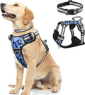 Dog Harness No Pull, Pet Harnesses with Dog Collar, Adjustable Reflective Oxford Outdoor Vest, Front/Back Leash Clips for Small, Medium, Large, Extra Large Dogs, Easy Control Handle for Walking by WINSEE