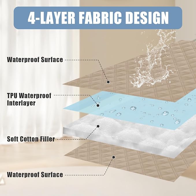 Smiry Waterproof Reversible Pet Couch Covers for Dogs | Pet Friendly, Soft Fabric, Washable Sofa Furniture Protector for Dogs Cat Kids, Checkered (40"x80", Taupe/Taupe) - Image 3