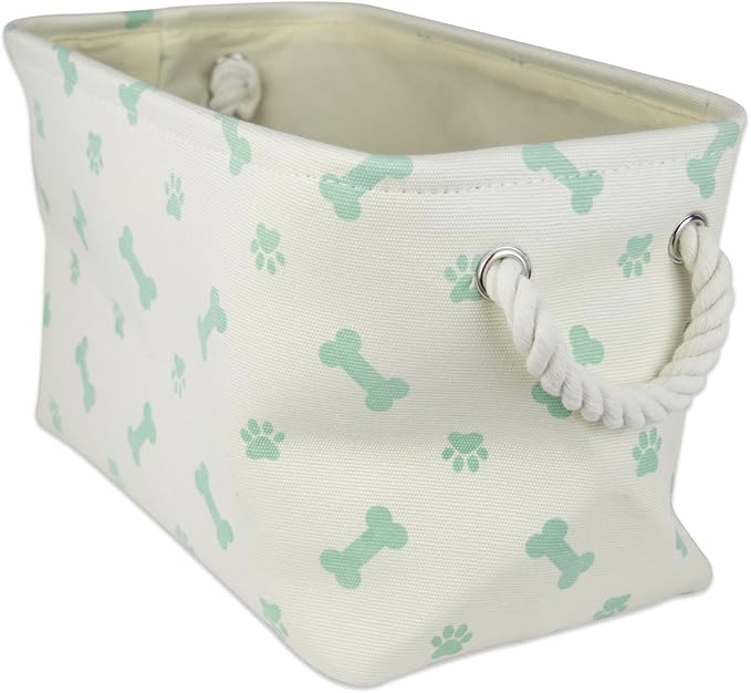 Bone Dry Pet Storage Collection Paw and Bone Print, Small Rectangle, 14x8x9", Mint by BoneDry