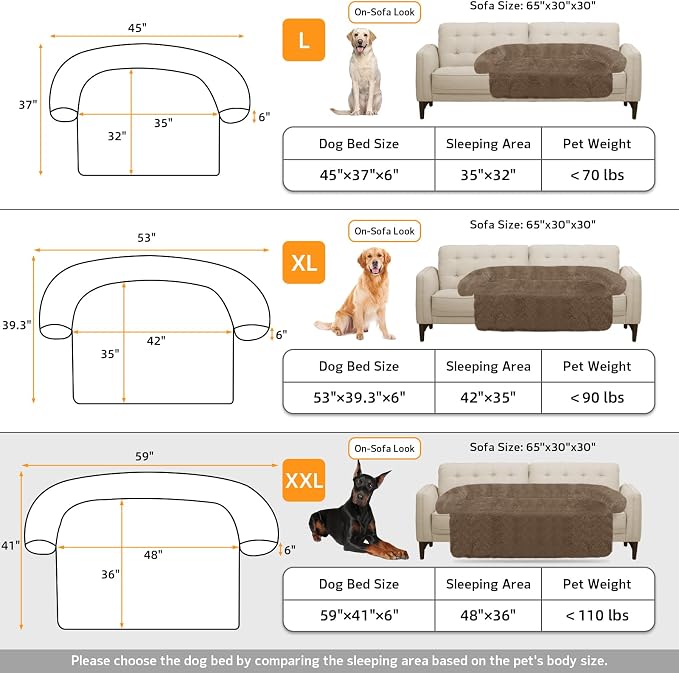 GGIB Calming Dog Bed Fluffy Plush Dog Mat for Furniture Protector with Removable Washable Cover for Large Medium Small Dogs and Cats (Extra Extra Large, Camel) - Image 5