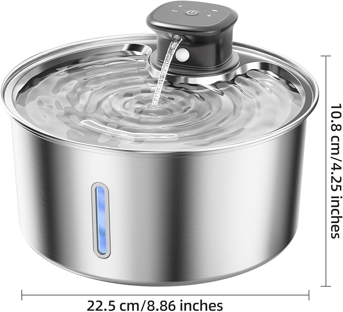 Wireless Cat Water Fountain,3.2L Stainless Steel Battery Operated | 1 Pack Filters | Cordless & Rechargeable | Motion Sensor | BPA-Free | DishwasherSafe | 20dB Ultra-Quiet | 108oz capacity - Image 9