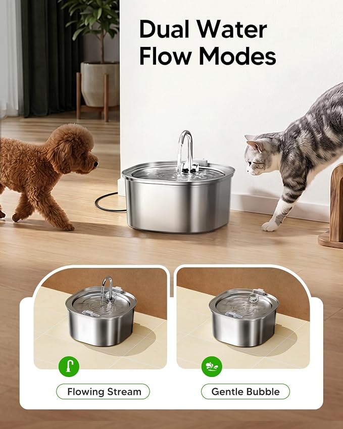PEKTACO Cat Water Fountain, 3.2L Pet Drinking Fountain with 3 Filters | Stainless steel cat drinking fountain, dishwasher safe, with triple filtration, quiet pump, faucet for cats and small pets - Image 8