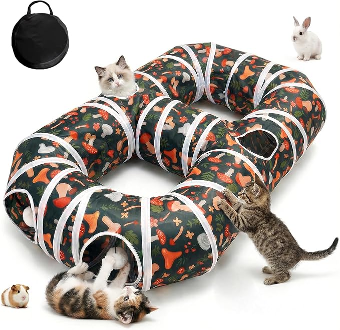 Cat Tunnel for Indoor Entertainment, Tear-Resistant Cat Play Tube with Play Ball, Collapsible Pet Tube with Interactive Peephole, Ideal for Outdoor Exercise for Kittens Puppies Rabbits (8-Shaped) by Cpvbobul