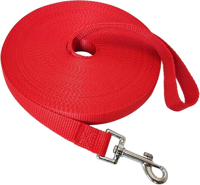 Nylon Training Dog Leash for Small Medium Large Dogs, 15ft 20ft 30ft 50ft 100ft Long Leash Dog/Puppy Lead for Obedience Recall Training, Camping by MANDAO