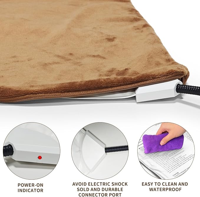 NAMOTEK Pet Heating Pad, Waterproof Heated Mat with Chew Resistant Cord Safe Electric Auto Constant Temperature Heating Pad for Dogs and Cats Indoor Warming Pad 19.7" x15.7" - Image 5