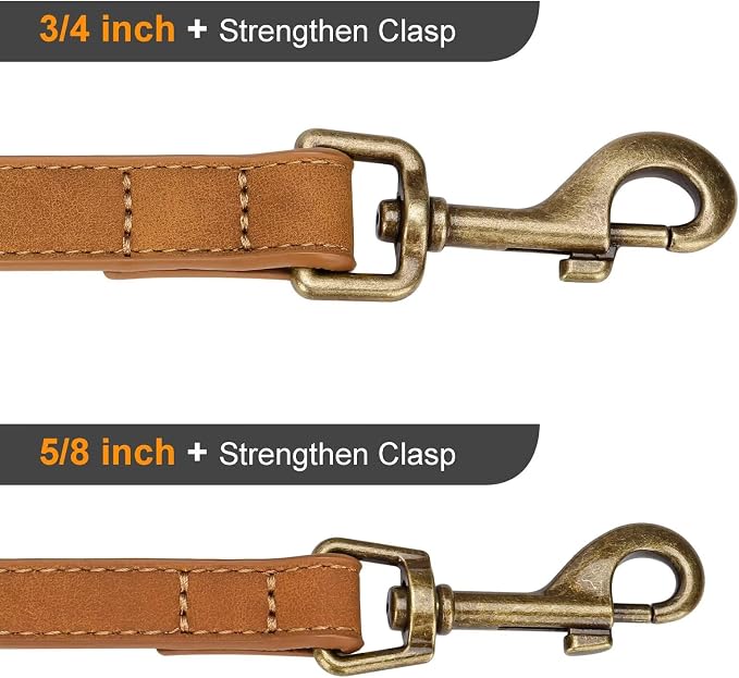 Didog PU Leather Dog Leash for Medium Large Dogs, 3/4in x 5ft, Light Brown | Soft Grip Full Control, Easy Clean, Metal D-ring for Poop Bag Holder, Tangle-Free 360° Swivel Clasp, for Walking & Training - Image 5