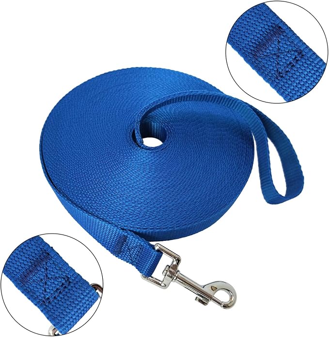 Nylon Training Dog Leash for Small Medium Large Dogs, 15ft 20ft 30ft 50ft Long Leash Dog/Puppy Lead for Obedience Recall Training, Camping (50ft, Blue) - Image 2