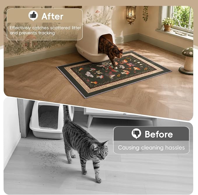 Bienbee Cat Litter Mat, 2 Pack 33" x 22" Machine Washable for Litter Boxes | Cat Litter Rug with Waterproof Backing, Non-Slip Grip and Soft On Kitty Paws to Catch Litter and Protect Floor - Image 2