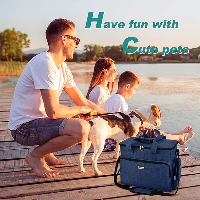 BAGLHER Dog Travel Bag, Pet Travel Bag (ALL Pet Travel Supplies), With 2 Pet Food Containers and 2 Collapsible Silicone Bowls; Essential Kits for Pet Travel Dark Blue - Image 6