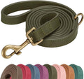 Didog PU Leather Dog Leash for Small Dogs, 5/8in x 5ft, Dark Green | Soft Grip Full Control, Easy Clean, Metal D-ring for Poop Bag Holder, Tangle-Free 360° Swivel Clasp, for Walking & Training by Didog
