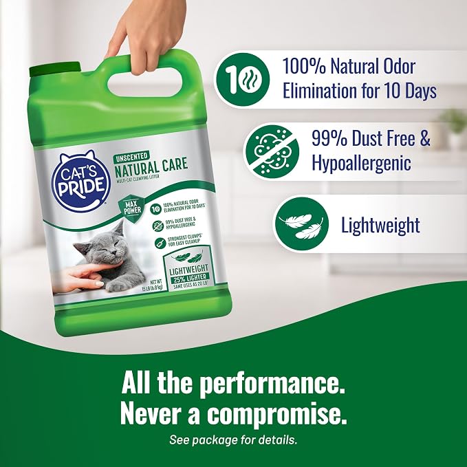 Cat's Pride Natural Care Odor-Eliminating Hypoallergenic Litter 15lb - Image 4