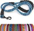 MayPaw Heavy Duty Rope Dog Leash, 3/6/8/10/12/15/20/30 FT Long Dog Lead Nylon Pet Leash, Soft Padded Handle Thick Lead Training Leashes for Large Medium Dogs (15ft * 1/2", Blue Black) by MayPaw