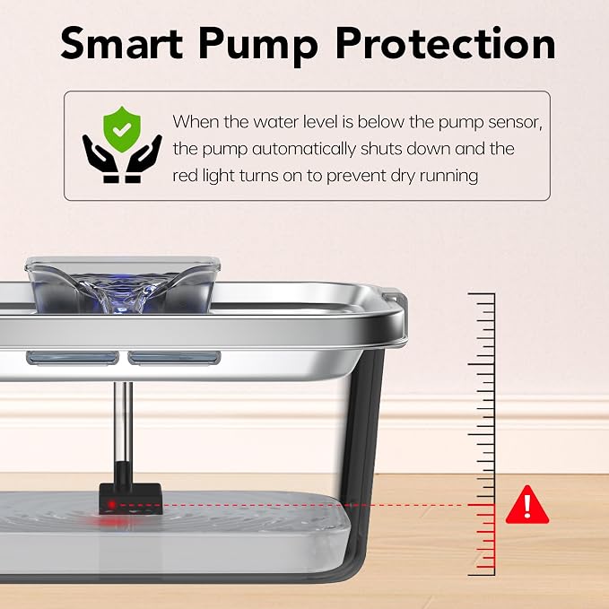 PETIMI Dog Water Fountain, 3 Gallons Stainless Steel Dog & Cat Water Fountain, Large Pet Water Fountain for Multiple Pets, Ultra Silent, Wide Mouth, Safety Lock, 3 Filters Included, Smart Water Pump - Image 5