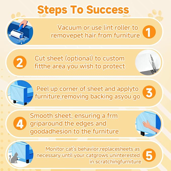 Anti Cat Scratch Furniture Protector Clear Furniture Protectors from Cats Scratching Large Size 197''x 12''for Sofas Chairs Leather Couch Protector from Cat Claws for Doors Cat Scratch Deterrent Tape - Image 9