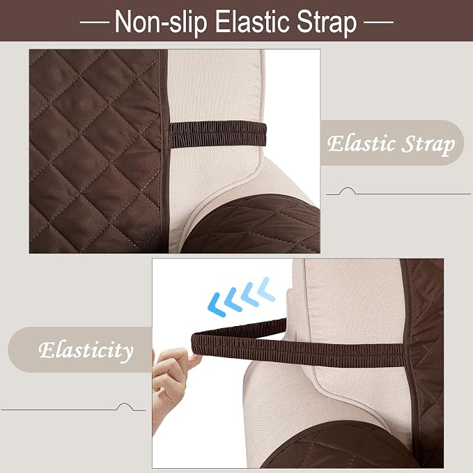 Reversible Chair Covers for Recliner Oversized, Chocolate | Recliner Oversized Covers for Living Room with Elastic Straps, Water Repellent, Chair Protectors Covers for Dogs - Image 7