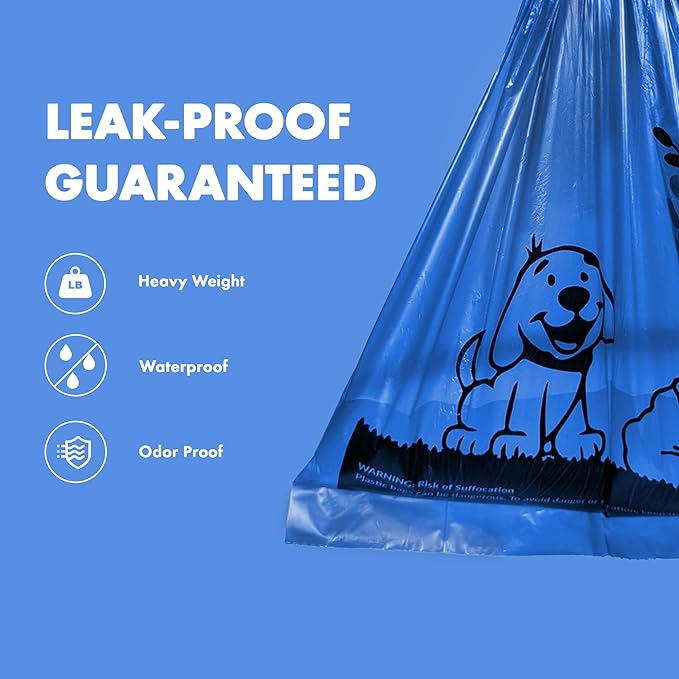 GORILLA SUPPLY 1000 Dog Poop Waste Bags with Dispenser and Leash Tie, 9" x 13", Blue, 1000 Count - Image 5