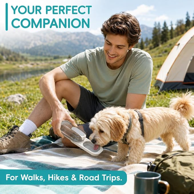 Dog Water Bottle Portable, 11.8 oz(350 ml) | Leak-Proof, BPA-Free, Lightweight, Foldable for Hiking, Walking, Car Rides,Grey - Image 2