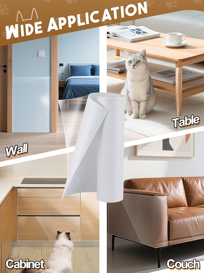 Acostop 12"x136" Cuttable Cat Scratch Furniture Protector for Leather Couch | Transparent Easy to Remove Anti-Scratch Couch Protector from Cat, No Pins - Image 7
