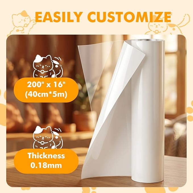 200"x16" Cat Scratch Furniture Protector, Transparent Couch Protector from Cat Claws, Self-Adhesive Anti Scratch Furniture Protector for Sofa Arms & Corners, Pet Proof Guards - Image 2