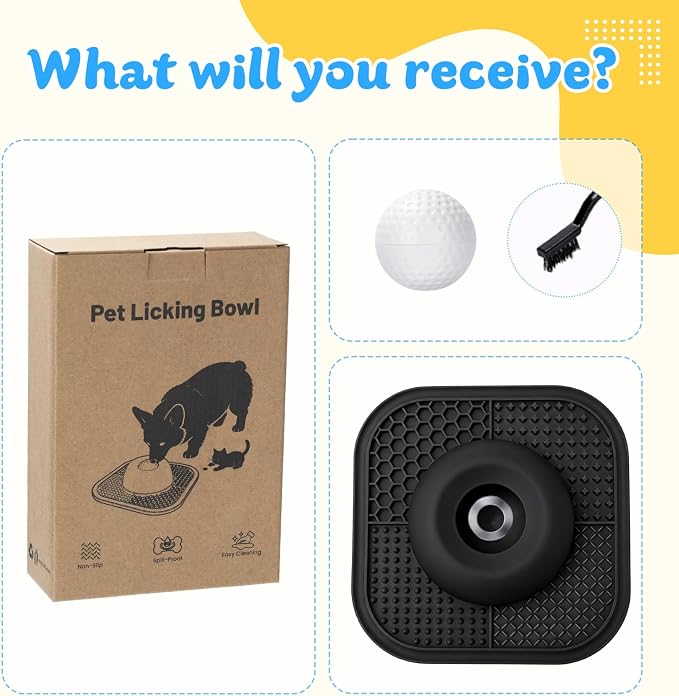 Slow Feeder Dog Bowls & Lick Mat for Liquid and Thick Treat, Anti-Slip Dog Lick Bowl with Interactive Rolling Ball, 5/6 Cup Pup Licking Toy for Large Medium Small Dogs and Cats-Large Black - Image 8
