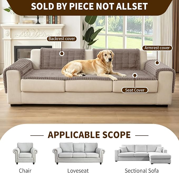 Leakproof Couch Cover for Dogs, Non Slip Washable Sofa Protector | Stain-Resistant Window Seat Cushions Chair Mat Car Seat Cover for Kids Pets (Khaki 27.6" x 59") - Image 5