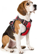 HEELE Dog Harness, Reflective Front Clip Vest with Control Handle, Red, M | Soft Breathable Padded for Medium Harness, No Pull No Choke, Adjustable 2 Metal Rings for Outdoor Walking Training by HEELE