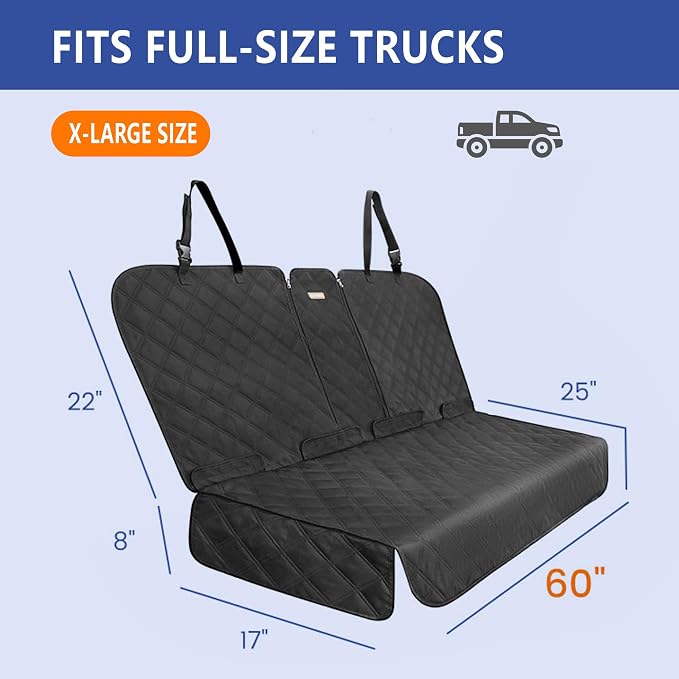 ALLANSING XL Back Seat Cover for Full‑Size Trucks Rear Bench, Zippered Center Armrest Opening, Heavy Duty 900D Waterproof Non‑Slip Car Seat Protector for Messy Kids & Drooling Dogs, Easy Clean (Black) - Image 6