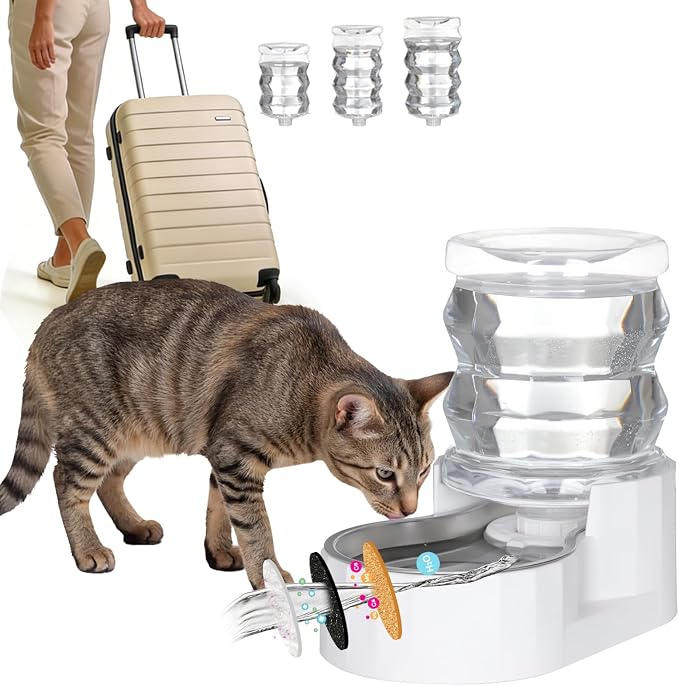 RIZZARI 4L Gravity Cat Water Dispenser: Filtered Water for Kittens | Apartment-Friendly Size/Cleaner Water Every Day/Perfect for Small Pets/Less Frequent Refills/Quick Daily Cleaning by RIZZARI