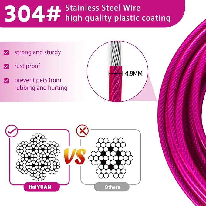 Dog Tie Out Cable, Dog Runner Cable | 10/15/20/25/30/50 FT Steel Cable with Sturdy Clips, Suitable for Yard Outdoor Use, Holds Large Dogs up to 165 Lbs - Image 3