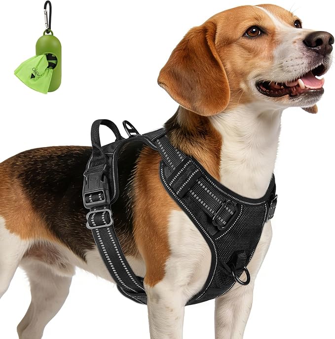 Joytale No Pull Dog Harness Medium Sized Dog, Front Clip, Black | Grab Handle for Instant Control, Padded & Adjustable Vest, Sturdy Metal D-Rings, for Safe Training & Daily Walking by Joytale