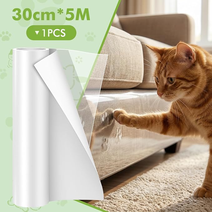 Anti-Cat Scratch Furniture Protector, Single-Sided Sticky Couch Protector for Cats Claws,Cat Scratch Deterrent for Furniture Door,Cat Scratch Furniture Protectors,Cat Accessories(196.85" x 11.81" ) - Image 2