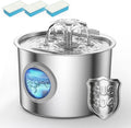 Cat Water Fountain Advanced 304 Stainless Steel 2.2L/74oz with 3-Pack Replaceable Filters, Detachable Tank, Easy to Clean, Automatic Pet Fountain Quiet Cats Water Dispenser, Dogs by Unknown