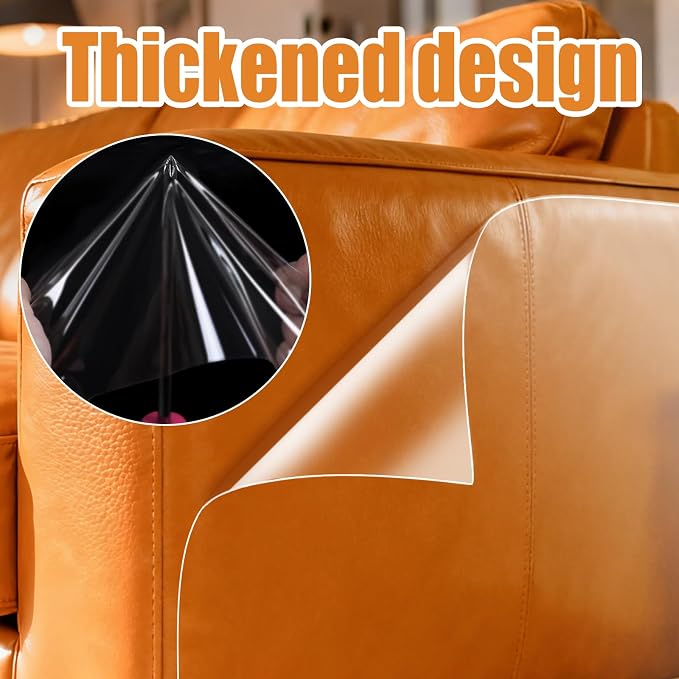118"×11.8" Cat Scratch Furniture Protector for Leather Couch | No Pins Clear Anti Scratch Tape, Couch Protector from Cat Claws, Furniture Protectors from Cats Scratching, Easy to Remove - Image 2