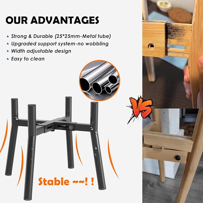 Elevated Dog Bowl Stand for Large Dogs, Adjustable Width 7-10.6, 11" Tall Dog Food Water Stand, Bowl Not Included - Image 3