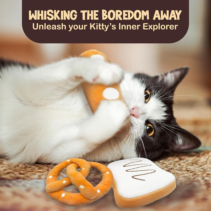 SunGrow Catnip Buns, Physical and Mental Enrichment Instruments for Felines, for Cat Entertainment and Relaxation, Cute Bread-Shaped Stuffed Companions, Soft Flanellete Material, 6 Pieces per Pack - Image 4