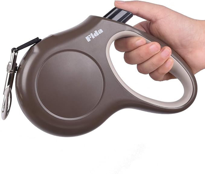 Fida Retractable Dog Leash, 16ft Heavy Duty Pet Walking Leash for X-Small/Small/Medium/Large Dog or Cat up to 110 lbs, Tangle Free. One-Hand Brake (Large, Coffee) by Fida