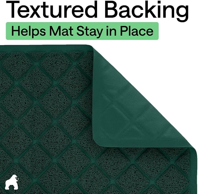 GORILLA GRIP Cat Litter Box Mat, 35x23, Cushioned Coil Mesh Litter Trapping Mats, Scatter Control Supplies for Less Mess, Phthalate Free, Ultra Deep Catch Grooves, Rinse or Vacuum to Clean, Dark Green - Image 4