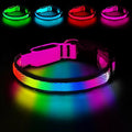 LED Dog Collar, Light Up Dog Collar,for Night Walking(Large,Pink) | Adjustable,Bright RGB 7 Colors Light Glowing Collar,Waterproof,Nylon,Soft,For Medium and Large Dogs,USB C to Charge by PWOD