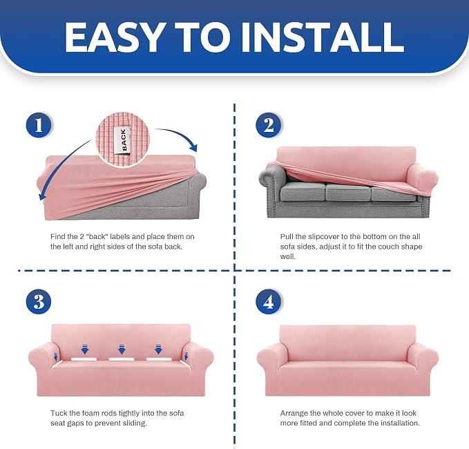 KEKUOU Stretch Chair Sofa Slipcover, Single Couch Cover,Dusty Pink | 1-Piece Washable Sofa Cover,Pet Friendly (31"-55") Furniture Protector Soft Jacquard Elastic Bottom for Dogs & Kids - Image 4