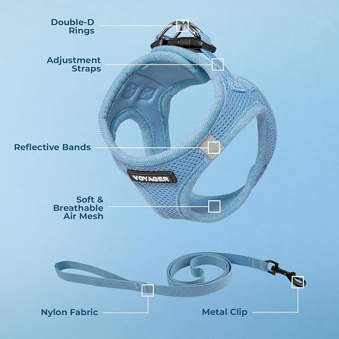 Voyager Step-in Air Cat Harness & Leash Set - Baby Blue, S | 14 - 16" in Chest, Reflective Bands, All Weather Breathable Air Mesh, Cats Compatible, Fast Drying - Image 4