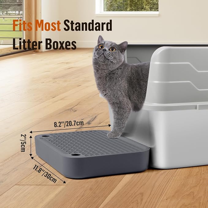 Cat Litter Box Step with Filter Function, Non-Slip Cat Step, Dark Grey | Double Layer Litter Box Ramp for Kitten & Elderly Cats, Litter Catcher for Automatic Cat Litter Box, Easy to Clean - Image 2