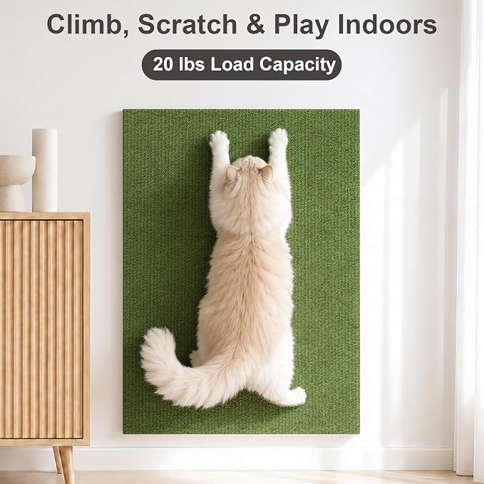 Cat Scratcher, 39.7x15.7” Cat Scratch Furniture Protector | Trimmable, No-Shedding Cat Scratch Pad with Self-Adhesive Backing for Climbing, Protects Walls, Carpet and Couch, Green - Image 10