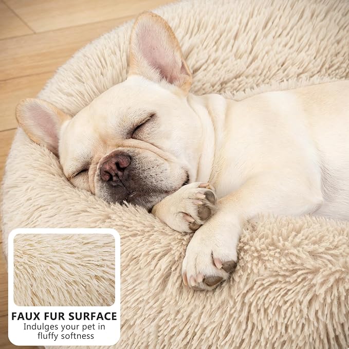 MIXJOY Orthopedic Dog Bed Comfortable Donut Cuddler Round Pet Beds Ultra Soft Washable Dog and Cat Cushion Bed (30'', Coffee) - Image 3