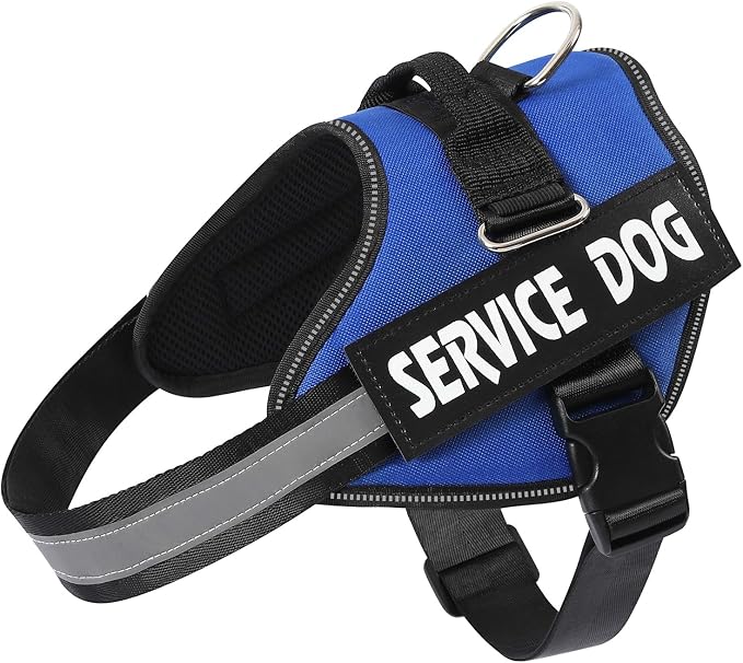 MUMUPET Service Dog Harness, No Pull & Reflective Pet Vest, Blue, S | Easy Control Handle, Soft & Breathable Padding, Adjustable Fit for Small to Large Dogs, 2 Removable Patches by mumupet